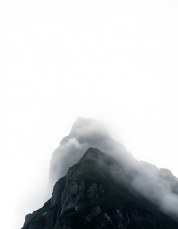 Mountain landscape with fog and clouds. Caucasus Mountains, Georgia.の写真素材