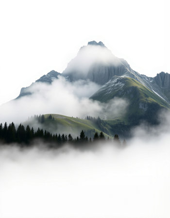 Mountain landscape with clouds and fog in the italian alpsの写真素材