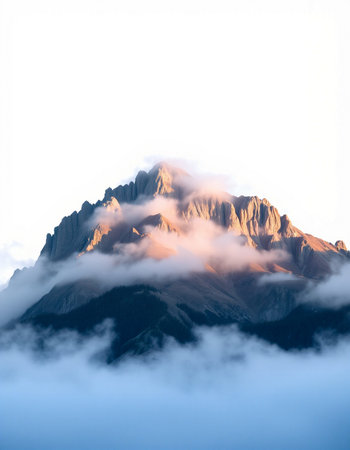 Mountain landscape with clouds at sunrise.の写真素材