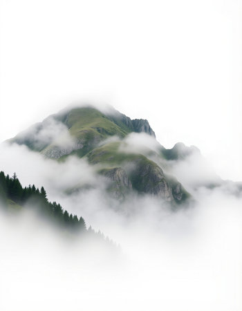 Mountains in the clouds on a foggy day. Caucasus, Russia
