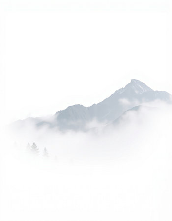 mountains in the mist, snow and fog in the mountains, nature series