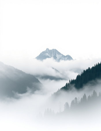 Mountains in the fog. Caucasus, Russia. Artistic style.の写真素材