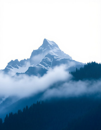 Mountain landscape with clouds and fog