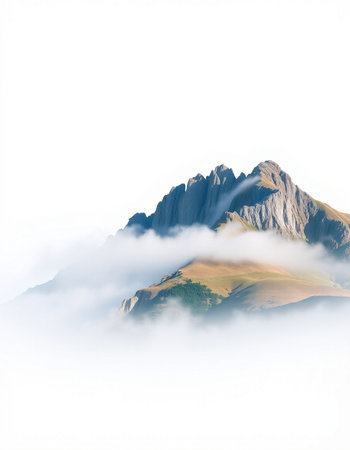 Mountain peak in clouds. Caucasus Mountains, Georgia, Europe.