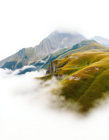 Mountain landscape in the clouds.