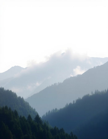 Foggy morning in the Carpathian mountains, Ukraine.