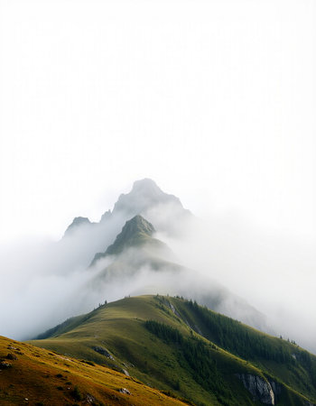 Mountains in the clouds. Caucasus, Dombay, Russia