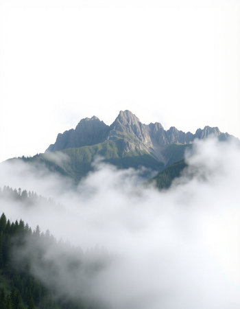 Foggy mountain landscape in the Italian Alps, Dolomites