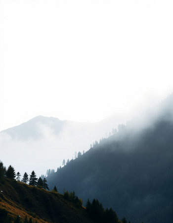 Carpathian mountains in the fog. Ukraine, Europe.の写真素材