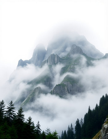 Mountains in the clouds, Dolomites, South Tyrol, Italy