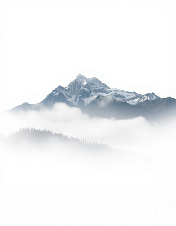 Mountain landscape with fog and mist