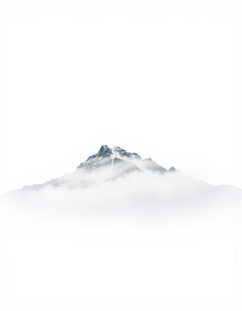 Mountains in the clouds isolated on a white background. Mountain landscape.