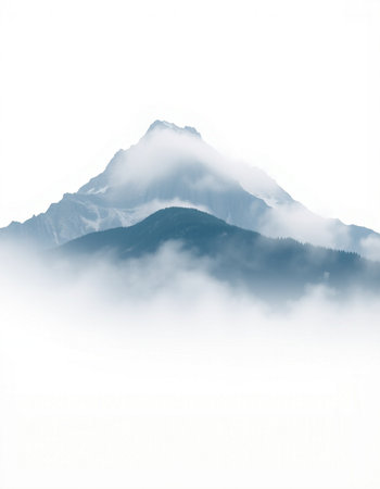 Mountains in fog, Himalayas, Nepal, Asia.