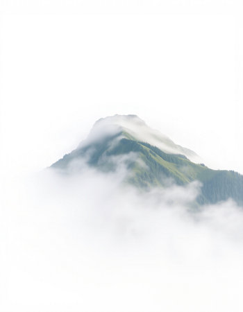 Mountains in the clouds on a foggy day. Landscape.の写真素材