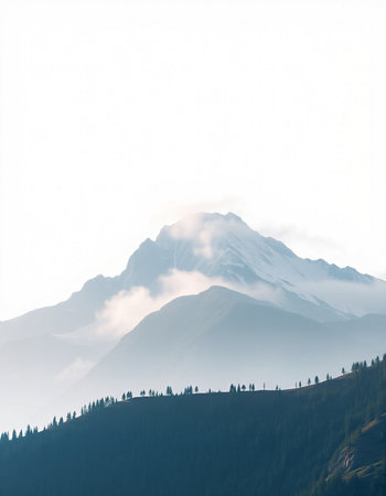Mountains in the fog in Alaska, United States of America.の写真素材