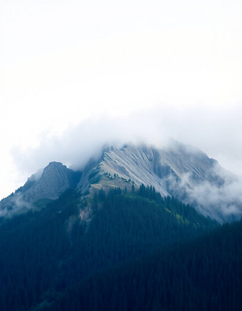 Mountains in the clouds. Caucasus, Dombay, Russia