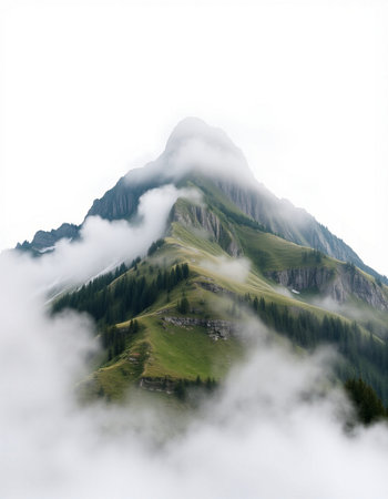 Mountain landscape with fog in the italian dolomites