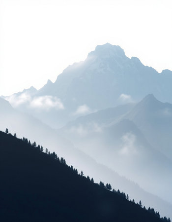 mountains with fog in the alps.