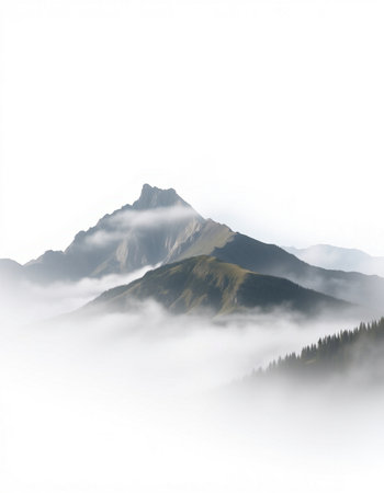 mountains in the fog on a cloudy day, Caucasus, Russia