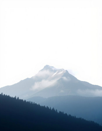 Mountains in the fog in the morning. Caucasus, Russia.