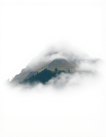 Mountains in the fog on a foggy day. Caucasus, Russiaの写真素材