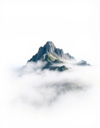 Mountain peak in the clouds.