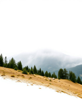 Mountain landscape with coniferous forest on the hillside.の写真素材