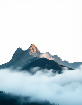 Mountain landscape in the morning mist. Caucasus Mountains, Georgia.