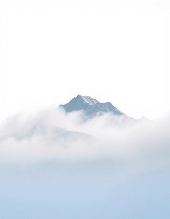 Mountains in the clouds on a foggy day. Caucasus, Russia