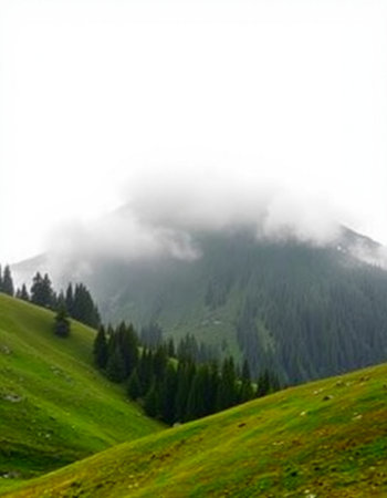 mountain landscape with fog in the italian alps in summer