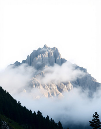 Dolomites mountains in the clouds, South Tyrol, Italyの写真素材