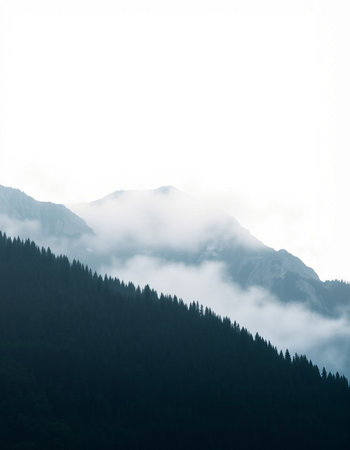 mountains in the mist, photo as a background, digital image
