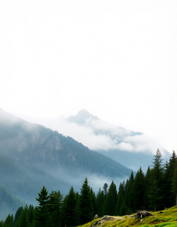 mountain view with fog in the italian alps at summerの写真素材