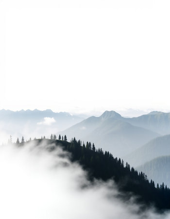 Foggy morning in the Carpathian mountains, Ukraine.の写真素材