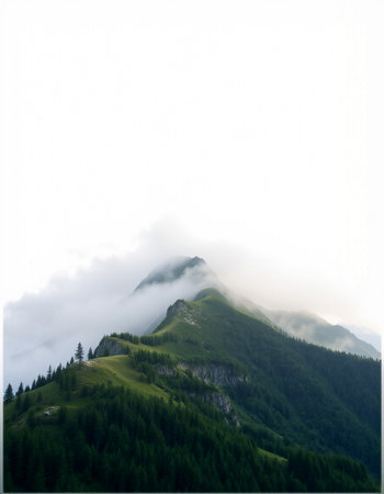 Mountains in the clouds in the summer, Caucasus, Russia.の写真素材