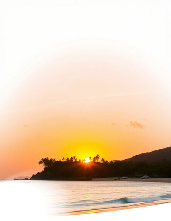 Beautiful Silhouette palm tree on the beach and sea with sunset - Vintage Filterの写真素材
