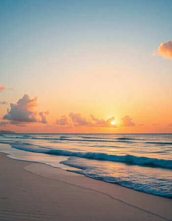 Beautiful tropical beach and sea at sunset time - Holiday Vacation conceptの写真素材