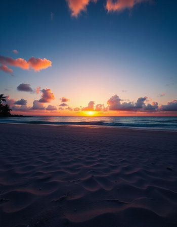 Beautiful sunset on the beach at Seychelles, Maheの写真素材