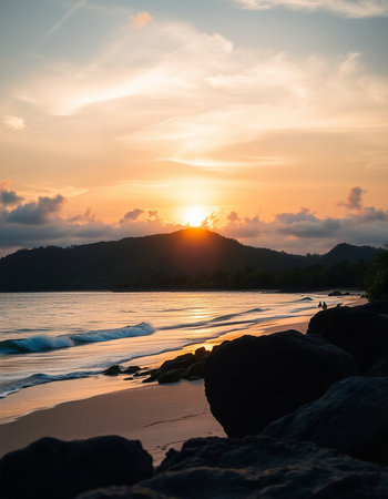 Beautiful sunset on the beach. Koh Samui, Thailand.