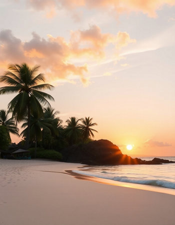 Beautiful sunset on the beach, Seychelles, Mahe