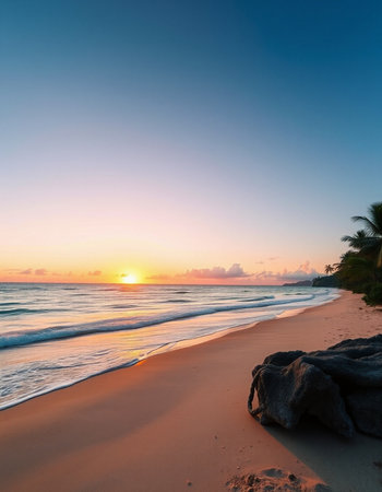 Beautiful sunset on the beach in Sri Lanka. Soft focus.
