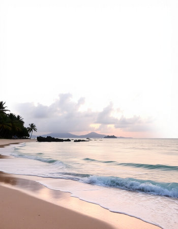 Beautiful beach and tropical sea at sunset time