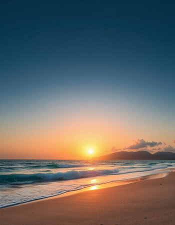 Beautiful sunset on the beach. Tropical background. Soft focus.の写真素材