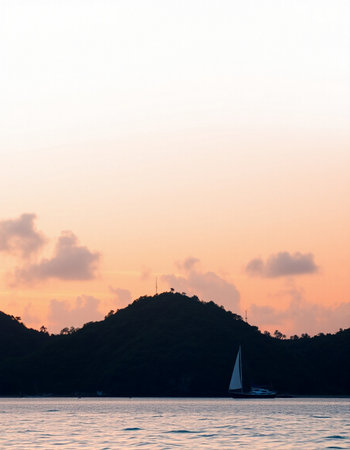 Sunset on the sea in the tropics. The concept of travel.