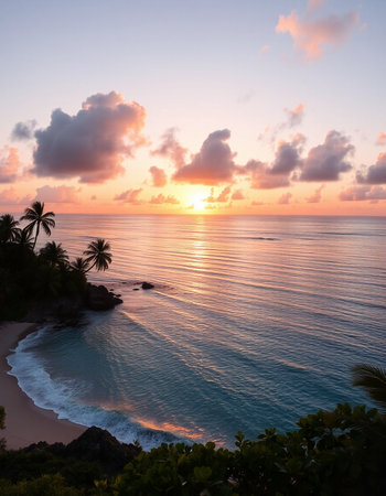 Beautiful sunset on the beachの写真素材