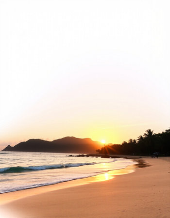 Beautiful sunset on the beach at Seychelles, Maheの写真素材