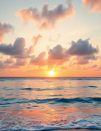 Beautiful sunset over the sea. Sunset on the beach. Sea and sky