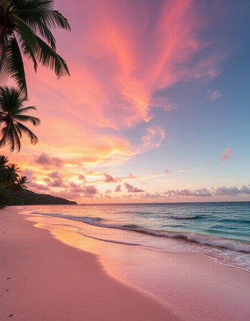 Beautiful tropical beach at sunset, Seychelles, Mahe