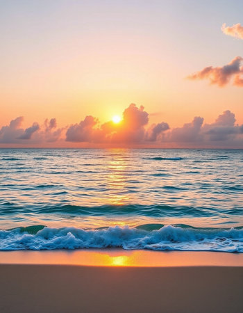 Beautiful sunset on the beach. Sea and sky at sunset.