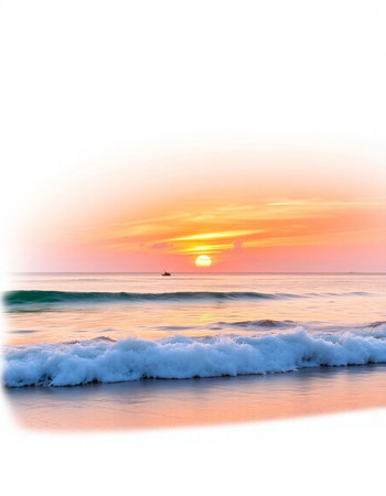 Beautiful sunrise on the beach. Colorful sky and sea.